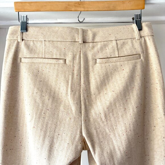 ecru Straight Leg Speckled Suit Pants Ankle Cream Size 8 - Picture 8 of 13
